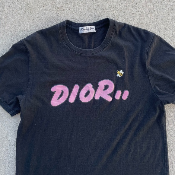 Christian Dior Pink Logo Graphic Shirt Bee Detail Y2K Vintage Dior Tee Galliano - Picture 2 of 9